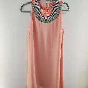 Gianni Bini Pink Midi Dress with Multicolor Collar